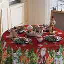 XCHI Snowman Santa Deer Winter Christmas Tablecloth Round Christmas Table Cloth Washable Table Coversfor Indoor Dining Home Party Xmas Decorations 70x70 Inch