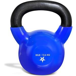 Yes4All Kettlebell, Vinyl Coated Cast Iron Strength Training Kettlebells for Home Gym Exercises, Fitness, Full Body Workout Equipment, Push Ups, and Grip Strength, Color: F. 30LB - Dark Blue Yes4All Kettlebell, Vinyl Coated Cast Iron Strength Training Kettlebells for Home Gym Exercises, Fitness, Full Body Workout Equipment, Push Ups, and Grip Strength, Color: F. 30LB - Dark Blue