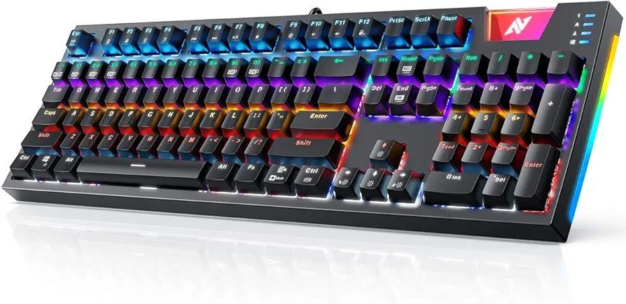 Gaming Mechanical Keyboard K660, RGB Side LED and Backlit Keyboard USB Wired Computer Keyboard with OUTEMU Blue Switches, 104 Full Key-Rollover, Anti Ghosting Keyboard with IP42 Splash-Proof