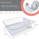 Kitchen Details 3 Piece Dish Rack | Drying Rack, Cutlery Basket & Drainboard Tray | Countertop | Self Draining | Open Wire Design | Chrome | White