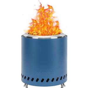 Portable Table Top Fire Pit with Stand, 8.6" Stainless Steel Mini Outdoor Low Smoke Burning Tabletop Firepit Fueled by Pellets or Wood, for Outside Camping Blue