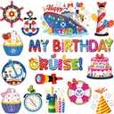 Dazoratix Birdthday Cruise Door Decorations - 16 PCs Mouse Ship Cabin Magnets Funny Reusable Anchor Magnet Cake Stateroom Accessories Magnetic Stickers for Carnival Summer Party Refrigerator Car Decor