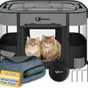 Dog Playpen,Cat Pet Puppy Pen,Portable Playpens for Dogs Indoor Outdoor Travel Camping Use,Foldable Dog Kennel Tent Crate for Rabbit Small Animals with Carrying Case (Dark Grey with Pad, Small)