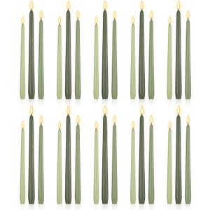MTLEE Taper Candles 8/10/12 Multi Height Unscented Taper Candles 8 Burn Hours for Dinner Decorative Home Decoration Fall Thanksgiving Wedding Party Candlesticks(Gradient Green,36)