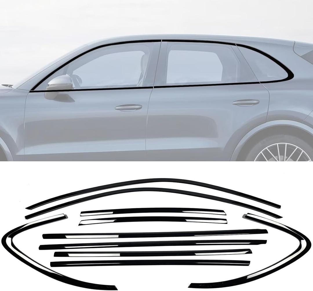 Stainless Steel Window Trim Chrome Delete for Porsche Cayenne SUV 2019-2024 Black Window Trim Blackout Kit