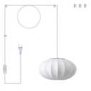 Fivemengo 19.7in Plug in Lantern Pendant Light, White Imitation Silk Pendant Light Wabi Sabi Saucer Japanese Bubble Hanging Lamp Chandelier for Living Dinning Room Kitchen Island Bedroom 1 Pack