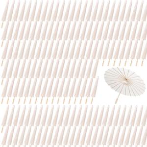 MBJZSL White Paper Umbrellas, 23.6 Inch Paper Parasol Umbrellas Chinese Japanese Style DIY Umbrellas Decorative Vintage Decor for Wedding Props 121 Pieces