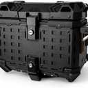 Motorcycle Top Box，Multifunctional Motorcycle Tail Box, 35L Aluminum Alloy Storage Trunk, Black, Armored Design for Camping, Outdoor Adventure, 45 Liters