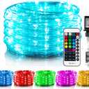 Minetom Color Changing Rope Lights Outdoor, 33FT 100 LED String Lights with Plug & Remote, Waterproof Christmas Light Outdoor Decoration, Twinkle Rope Light for Outside Indoor Bedroom, 16 Colors