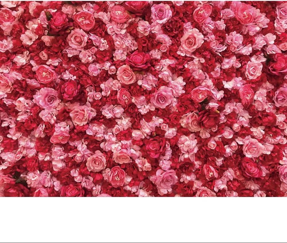 Renaiss 10x7ft Pink Red Rose Backdrop Flower Wall Wedding Photography Background Mother's Day Valentines Bridal Shower Girls Birthday Ceremony Party Decor Banner Floral Photo Studio Booth Props