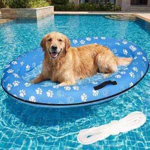 XXL 60"x40" Inflatable Dog Pool Float for Large Dogs - Heavy Duty Pet Raft for Swimming Pool, Lake & Beach - Puncture Proof Dog Floats for Small Medium Dogs Up to 150 lbs (Blue)