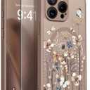GVIEWIN for iPhone 15 Pro Max Case Compatible with MagSafe, [Military Grade Protection] [Screen Protector] Full Camera Protection Floral Translucent Women Magnetic Phone Case, Autumnflit/Brown