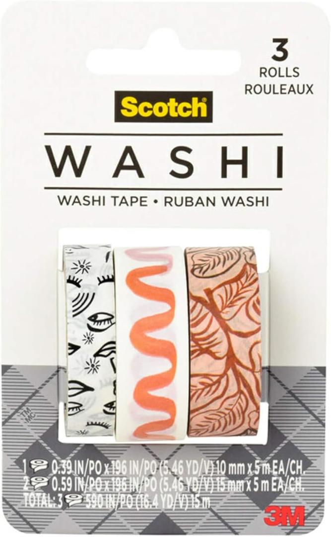 Scotch Washi Tape, Blush Tone Patterns, 3 Rolls, Assorted Sizes, Great for Bullet Journaling, Scrapbooking and DIY Dcor (C1017-3-P38)