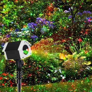 Lunmore Outdoor Christmas Laser Lights Star Projector, Garden Laser Light with Moving Firefly for Outdoor, Indoor, Christmas, Holiday (Red Green)