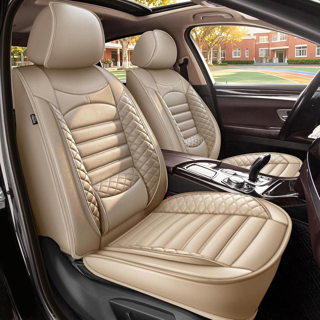 Seat Covers for Toyota Highlander 2007-2026 2027 Front Set 2 Seats Leather
[Beige] Built-In Lumbar Support Anti-Slip Waterproof Airbag Compatible Protects Upholstery From Spills And Daily Wear