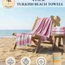 LANE LINEN Turkish Beach Towel Set of 4 - Beach Towels, Pre-Washed Pool Towel, Extra Large Beach Towel, Quick Dry & Sand Free, Absorbent Travel Towel, 39"x71" - Candy Pink