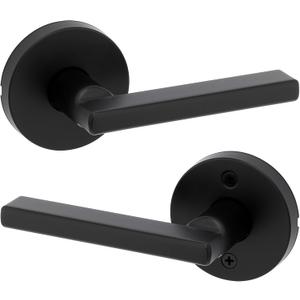 Kwikset Halifax Interior Passage Door Knob, Round Handle for Closet and Hallway Doors, Non-Locking Doorknob in Matte Black, with Microban Protection (1 Pack)