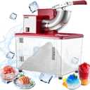 VEVOR Commercial Ice Crusher 661LBS/H, 350W Electric Snow Cone Machine with 4 Blades, 2000RPM Stainless Steel Shaved Ice Machine with 11 Gal Crushed-Ice Box, for Family Restaurants Bars, Red