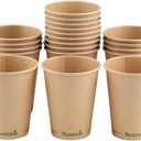 Restaurantware-Sustain 12 Ounce BPI-Certified Hot Cups, 50 Single Wall Coffee Cups - Lids Sold Separately, Leakproof PLA Coating, Compostable Kraft Paper Cup, For Hot Or Cold Drinks