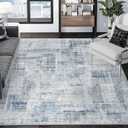 Eleisa Modern Abstract 4x6 Area Rug for Living Room, Blue & Grey, Non-Slip Stain Resistant Washable Rug, Abstract Vintage Home Decor Carpet for Bedroom, Kitchen, Dining Room