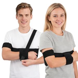 shoulder immobilizer sling,shoulder stabilizer brace,Arm sling with additional fixation strap | Elastic shoulder fixation brace for clavicle fractures, post-operative recovery, subluxation  unisex left/right fit,shoulder immobilizer,shoulder braceblack