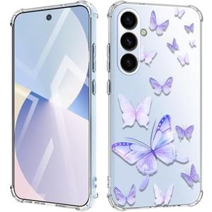 EMUYGIU for Samsung Galaxy A56 Case Flowers [Buffertech 6.6ft Military-Grade Drop Protection] [Anti Peel Off Tech] Clear TPU Bumper 5G Phone Case Cover Design（Dragonflies）Set of 2
