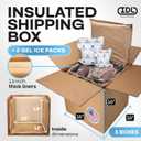 Insulated Thermal Shipping Boxes 16"x16"x16" with 2 Gel Ice Packs, Pack of 3 - USA-Made Cold Food Shipping Box with Absorb Condensation Thermal-Paper Liner - Frozen Food Shipping Kit by IDL Packaging