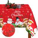 Tiamon 60 x 104 Inch Christmas Tablecloth for Rectangle Table, Fabric Washable Water Proof Table Cover Snowman Red Santa Claus Cover Decorations for Xmas Winter Holiday Dinner Party Supplies (59.8" x 83.9" (Rectangular)