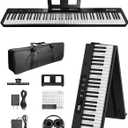 Finger Ballet 88 Key Folding Piano Keyboard, Digital Piano with Bluetooth MIDI, Full Size/Semi-Weighted/Portable, Rechargeable Travel Piano for Beginners, Adults, Students, Home Practice