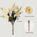 KBREE Artificial Mums Bouquets Faux Daisy Flowers, 4 Bunches Handmade Flowers, 17.7" Natural Farmhouse Mums Bouquets for Winter Home Decor, Indoor Decor & Table Centerpieces(Pale Yellow)