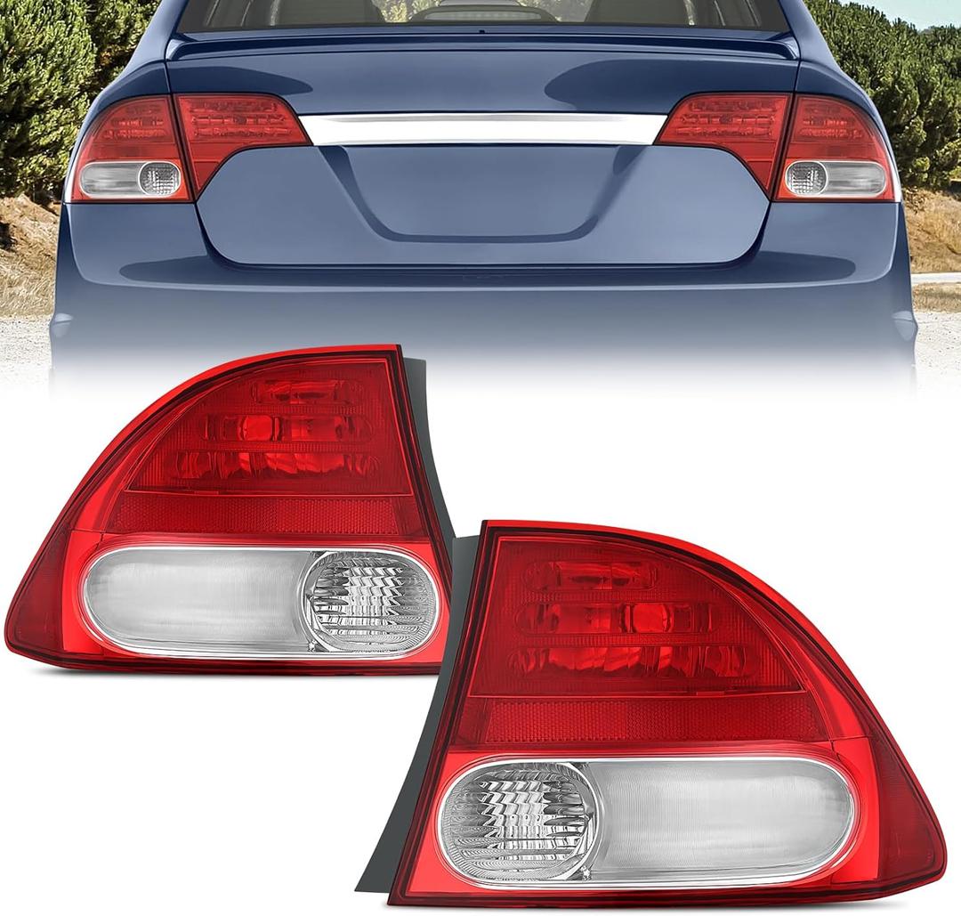 Nilight Taillight Assembly Compatible with 2009 2010 2011 Honda Civic Sedan Hybrid 4 Door Rear Lamp Replacement OE Style Driver and Passenger Side
