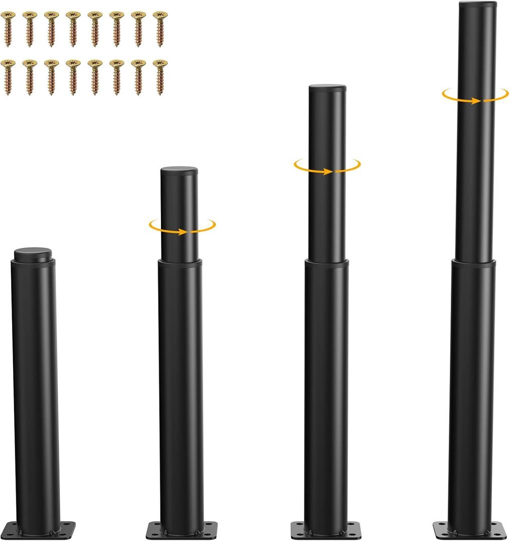 4 PCS Adjustable Furniture Legs,10"-17" Adjustable Metal Height Replacement Support Legs for Table/Bed/Furniture/Cabinet/Couch,Heavy Duty Sofa Cabinet Legs,Legs for Furniture