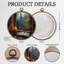 Giosve Vintage Moody Fall Rainy Round Wall Art Canvas Framed Poster, Dark Academia Moody Autumn Bookish Hanging Wall Sculptures for Home Bedroom Reading Room Library Decor, 10x10 Inch