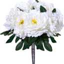White Premium Silk Artificial Peonies, 2 Bouquets (10 Large 5.12" Heads), 13.78" Tall Fake Floral Arrangements for Wedding Centerpieces, Home Decor & Indoor Vase Display