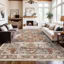 RUUGME Washable 9x12 Area Rugs - Large Rugs for Living Room Stain Resistant Carpet Vintage Rugs for Bedroom with Non Slip Backing Home Decor Floor Decoration Mat (9x12 Brick)