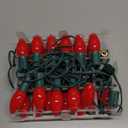 25 Foot C9 Red Ceramic Christmas String Light Set - Outdoor Christmas Light String -  Opaque Christmas Bulbs - Roofline Light String  Outdoor String Lights - Green Wire