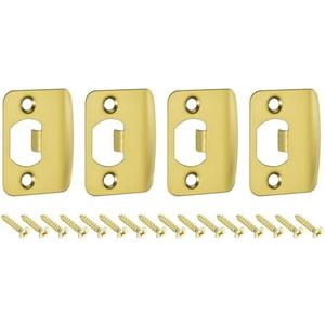 uxcell 4Pcs Door Strike Plate, 57mm x 45mm Stainless Steel Latch Deadbolt Replacement Lock Strike Plates for Door Frame Door Jamb Reinforcement, Gold