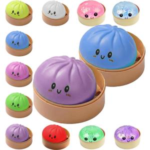 Dumplings Squishy Mystery Mini Dumplings Squishy Stress Balls Fidget Sensory Toy Soft Squeeze Decompression Dough (Purple+Blue)