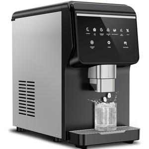 Nugget Ice Maker Countertop, Ice/Water/Ice & Water Optional, 80Lbs/24H Pellet Crushed Chewable Ice Machine Stainless Steels with Self-Cleaning for Home Office Kitchen Party RV