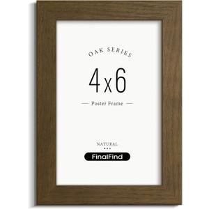 4x6 Picture Frame, Brown Walnut, Solid Wood Picture Frames 4x6 with Tempered Glass for Photos or Art Prints, Display on Wall & Tabletop (Single,Walnut)
