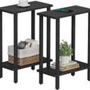 TUTOTAK Small Side Table, Narrow End Table, Set of 2, Skinny Sofa Table, Slim Nightstand, Couch Table, Living Room, Bed Room, Black TB01BK0622 (2-Tier7.9"D x 15.8"W x 22.5"H)