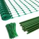 Garden Fence,Snow Fence,Plastic Safety Fence+25 Steel Plant Stakes,Patio Snow Fence 40 Inches X 100 Feet Green Plastic Garden Netting and 25 4-Foot Stakes