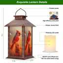 Solar Lanterns Outdoor Waterproof, Cardinal Solar Lights with LED Flickering Flameless Candle, 13'' Cardinal Gifts for Women Grandmas, Red Bird Lanterns Decor for Home Garden Patio Porch, 1 Pack