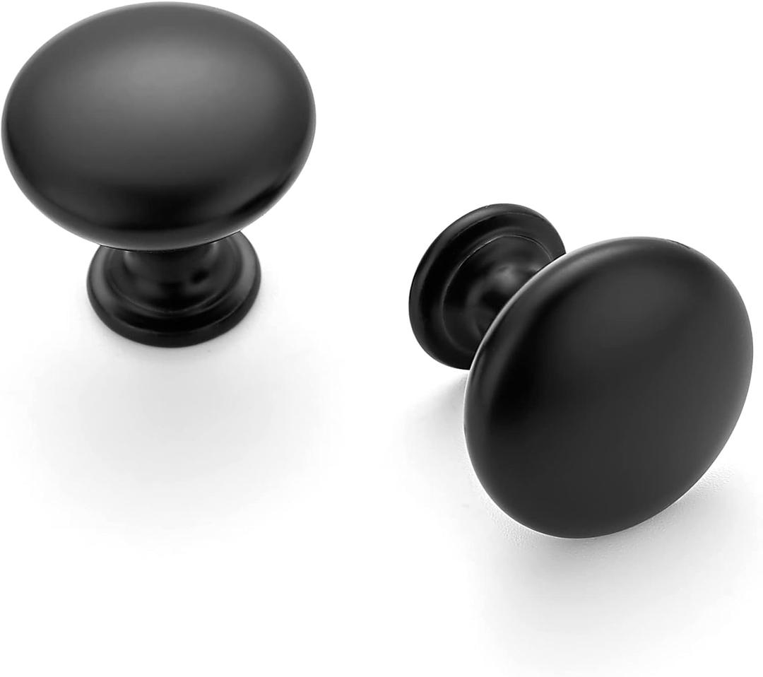 Ravinte 10 Pack Matte Black Round Zinc Cabinet Knobs for Kitchen Bathroom Closet Dresser Cabinets