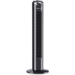 Comfort Zone 32-Inch Oscillating Tower Fan – Ultra-Slim Bladeless Design with 3 Speeds, 90° Wide Oscillation & Built-in Carry Handle – Quiet Portable Standing Fan for Bedroom, Home, or Office, Black