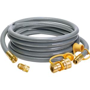 CALPOSE 15 Feet 1/ 2 inch ID Natural Gas Grill Hose with Male Quick Connect Plug and 3/ 4"-16UNF Female Flare, Natural Gas Line for Grill, Pizza Oven, Heater and More Low Pressure Appliance(NOT 3/ 8”)