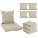 Summsun Patio Chair Cushions 24 x 24 Inch, Water Resistant Backrest Pillow 24x22" and Seat Cushion Set for Outdoor Furniture, Sectional Sofa Cushion Replacments, Cream, Set of 4
