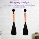 2pcs Cedar and Ash Spoon Set, Multifunction Heat-Resistant Silicone Spatula Spoonula for Cooking Stirring Mixing & Serving Ergonomic Wooden Handle Safe for Nonstick Pans Multipurpose Kitchen Tool