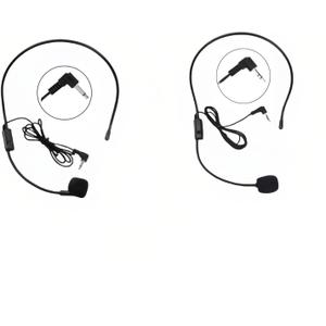 2-Pack Headset Microphone for Voice Amplifier, Teachers, Presenters - Lightweight, Adjustable Boom Mic, 3.5mm/2-Pin Compatible, Comfortable Over-Ear Design, Clear Audio for Teachers, Coaching