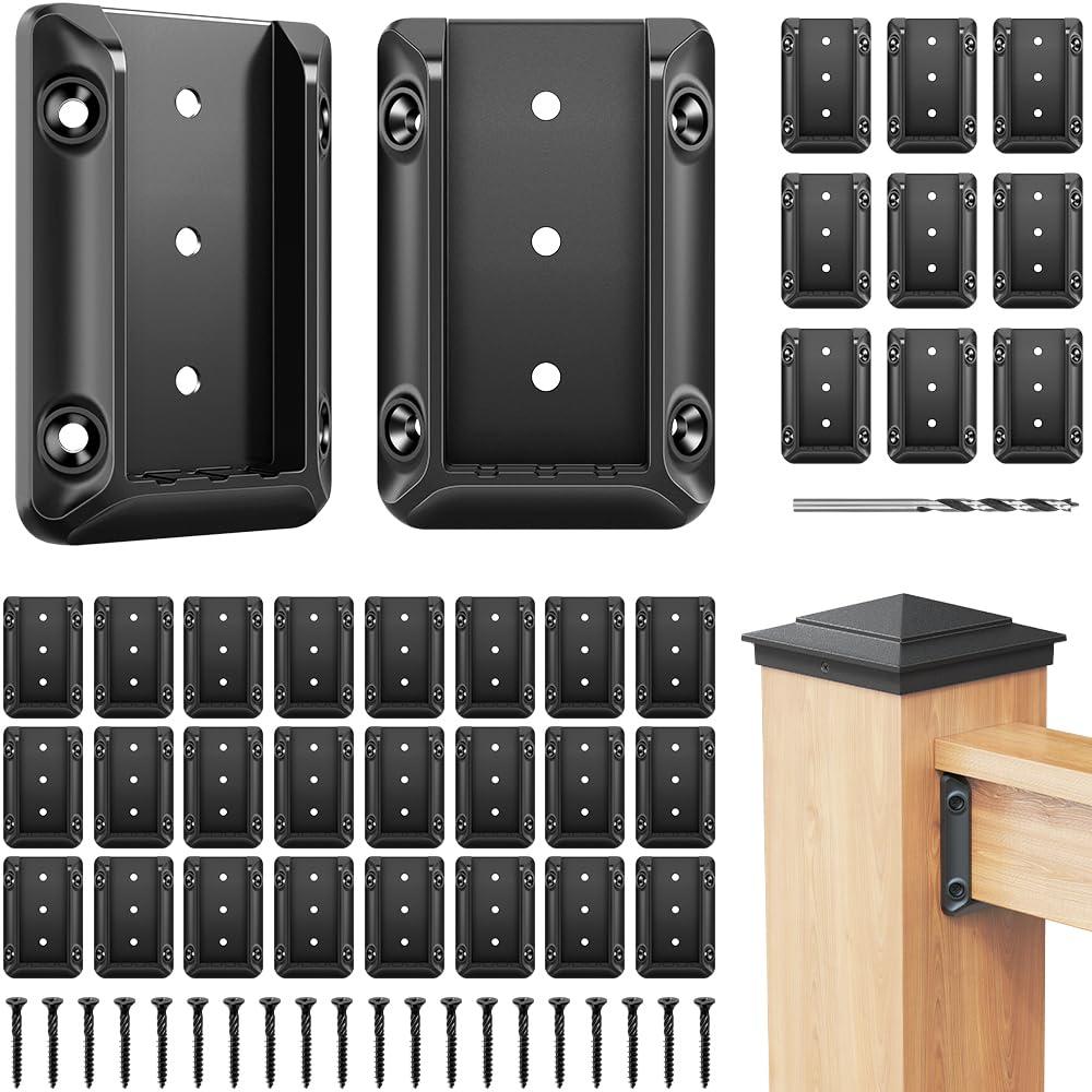 DN Mate 60 PCS Deck Railing Bracket Connectors for 2x4 (Actual 1.5x3.5) Wood Post to Handrail Connection, Stair Railing Connectors for Deck Railing Fence Railing